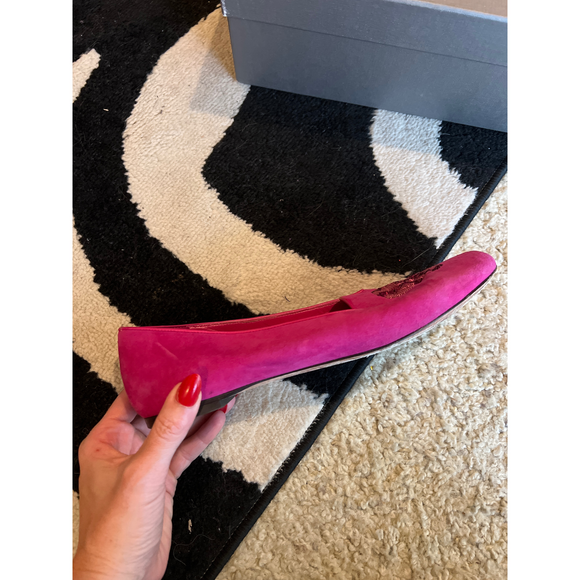 Alexander McQueen Pink Suede Sequin Skull Smoking Slipper Flats - Picture 6 of 9